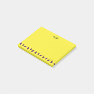 Purple grapes personalised yellow post-it notes