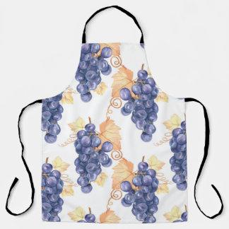 Purple grapes seamless pattern on white isolated b apron