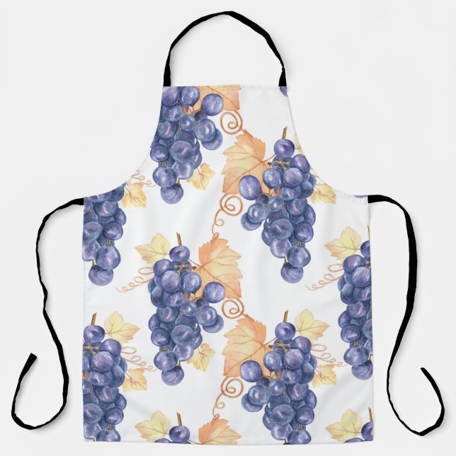 Purple grapes seamless pattern on white isolated b apron (Front)