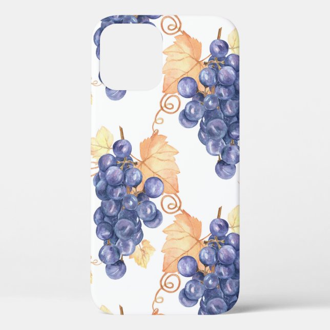 Purple grapes seamless pattern on white isolated b Case-Mate iPhone case (Back)