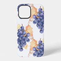 Purple grapes seamless pattern on white isolated b