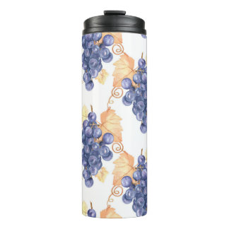 Purple grapes seamless pattern on white isolated b thermal tumbler