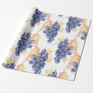Purple grapes seamless pattern on white isolated b wrapping paper