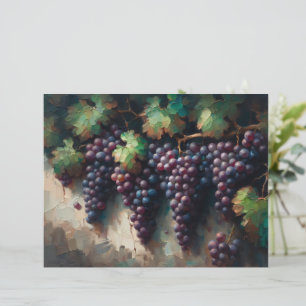 Purple Grapes Vine Oil Painting Scrapbook Paper