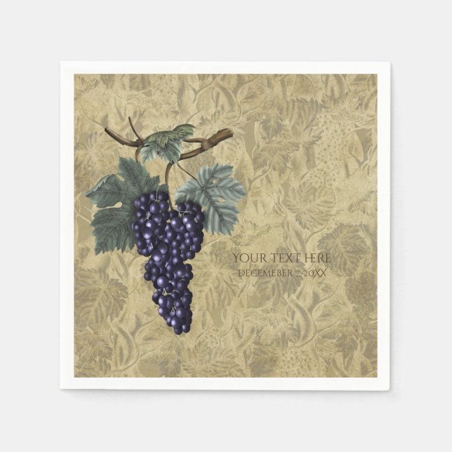 Purple Grapes Vineyard Wine Tasting Party Napkin (Front)