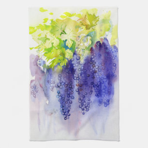 Purple Grapes Watercolor – Vineyard Tea Towel