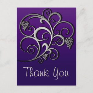 Purple Grapevine & Grapes Retro Fine Art Postcard