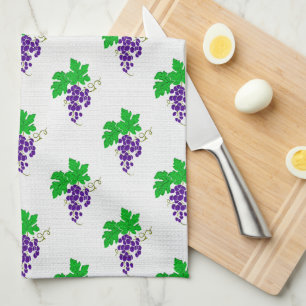 Purple Grapevine Pattern Tea Towel