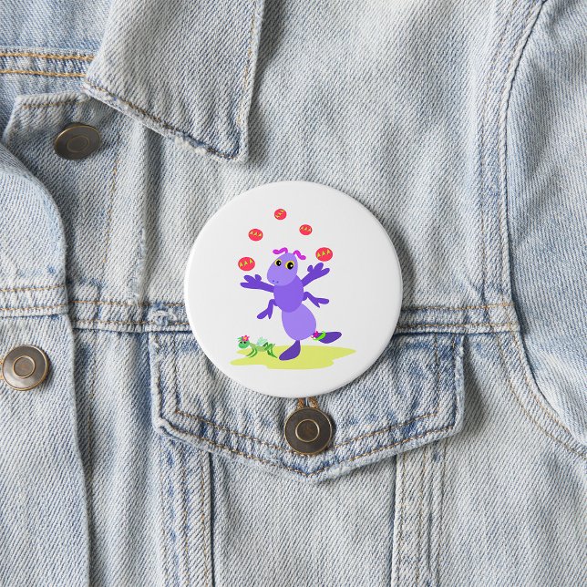 Purple Grasshopper Juggling Fun Creature  7.5 Cm Round Badge (Creator Uploaded)