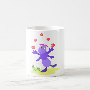Purple Grasshopper Juggling Fun Creature Coffee Mug