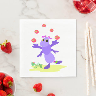 Purple Grasshopper Juggling Fun Creature Napkin