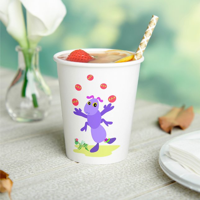Purple Grasshopper Juggling Fun Creature  Paper Cups (Creator Uploaded)