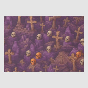 Purple Graves Silver Bronze Skulls Halloween Tissue Paper