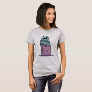 Purple Gravestone with Green Ghost T-Shirt