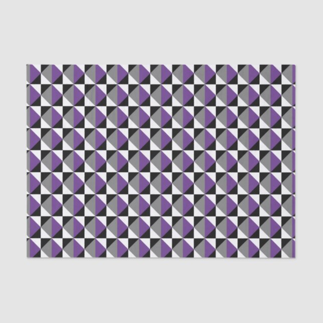 Purple, Gray, Black and White Square and Diamond Tissue Paper (Front)