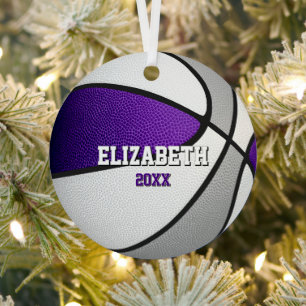 purple gray sports team colors basketball metal or tree decoration
