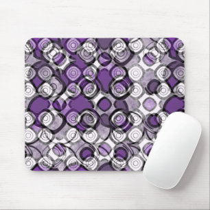 Purple Gray White Abstract Black Circles Mouse Pad