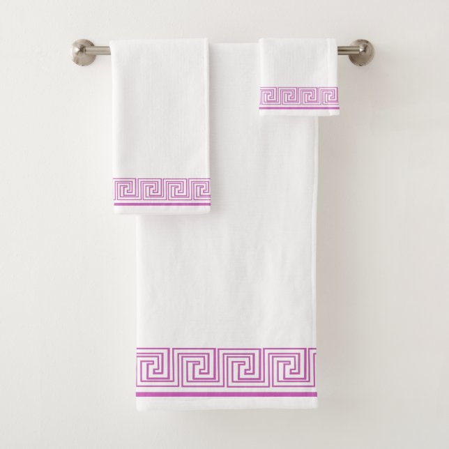 Purple Grecian Frieze Design Bath Towel Set (Insitu)