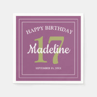 Purple Green 17th Birthday Party or Any Age