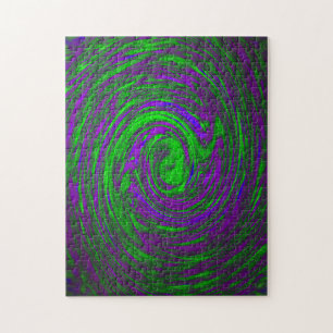 Purple Green Abstract Art Coping With Isolation Jigsaw Puzzle