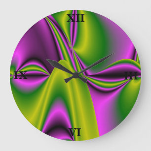 purple green abstract Rainbow-Art Large Clock