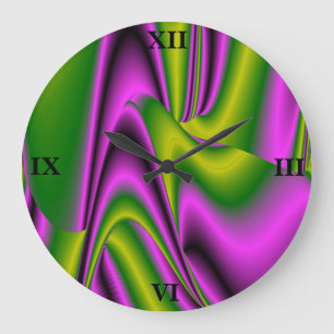 purple green abstract Rainbow-Art Large Clock