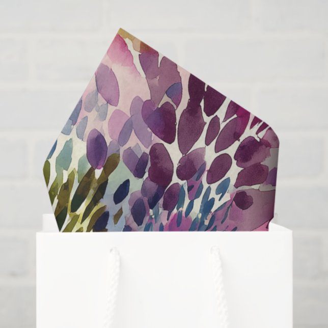 Purple, green abstract watercolor tissue paper (Gift Bag)