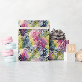 Purple, green abstract watercolor wrapping paper