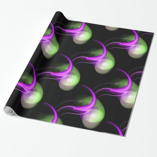 PURPLE GREEN ALIEN PEARLS WRAPPING PAPER (Unrolled)
