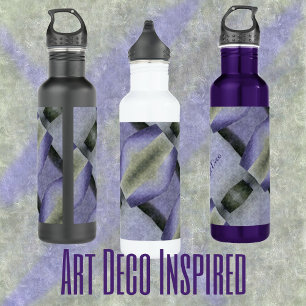 Purple Green and Black Art Deco Abstract Stainless 710 Ml Water Bottle