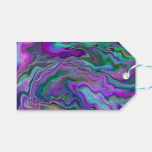 Purple, Green and Blue Fluid Art Marble Gift Tags