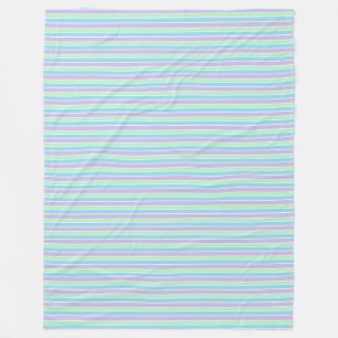 Purple Green and Blue Pastel Striped Fleece Blanket
