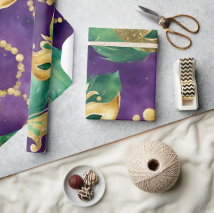 Purple, Green and Gold Mardi Gras Pattern Wrapping Paper