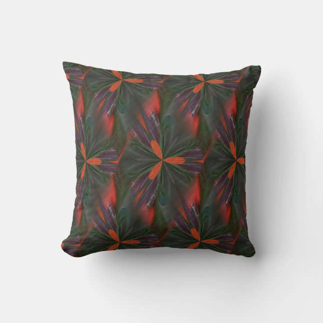 Purple Green And Orange Abstract Pattern Cushion (Front)