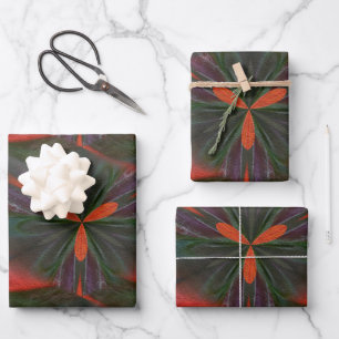Purple Green And Orange Abstract Pattern  Wrapping Paper Sheet