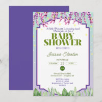 Purple Green and Pink Baby Shower Invitation