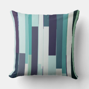 Purple, Green and Turquoise Abstract Stripes Cushion