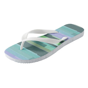 Purple, Green and Turquoise Abstract Stripes Jandals
