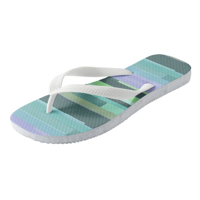 Purple, Green and Turquoise Abstract Stripes Jandals (Angled)