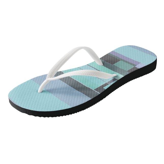 Purple, Green and Turquoise Abstract Stripes Jandals (Angled)