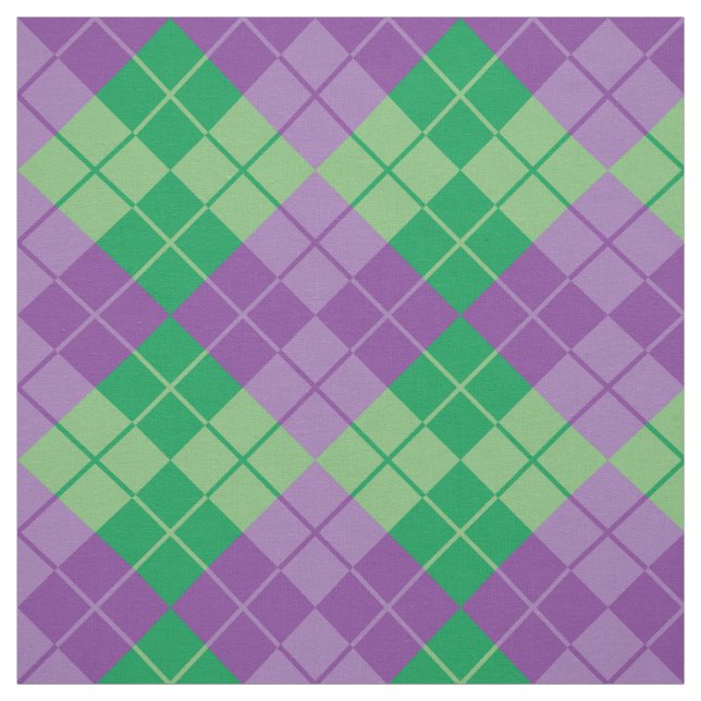 Purple-Green Argyle Fabric (Swatch)