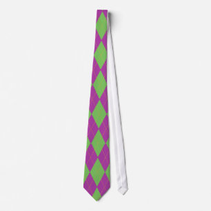 Purple & Green Argyle Tie