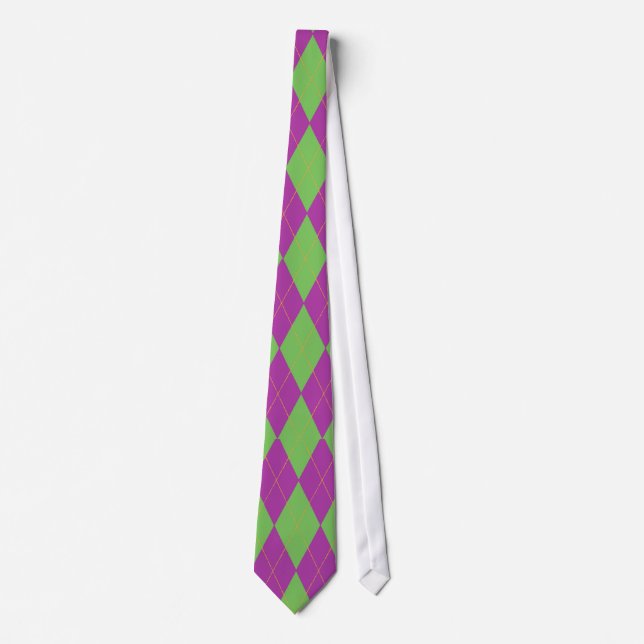 Purple & Green Argyle Tie (Front)