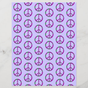Purple Green Blends Peace Signs Lavender Paper