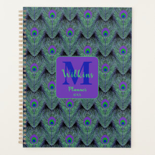 Purple Green Blue Peacock Feather Art Decor Planner