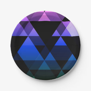 Purple, Green & Blue Triangle Design Paper Plate