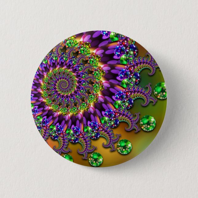 Purple & Green Bokeh Fractal Pattern 6 Cm Round Badge (Front)