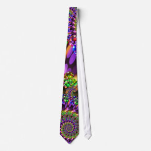 Purple & Green Bokeh Fractal Pattern Tie