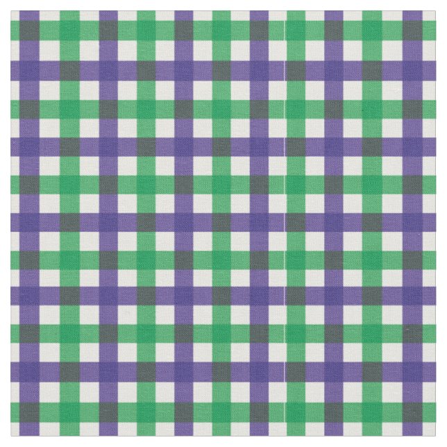 Purple & Green Bright Gingham Plaid/ Tartan Fabric (Close Up)
