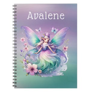 Purple Green Butterfly Fairy Princess Girls Custom Notebook